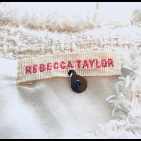 Rebecca Taylor Sleeveless Tweed Drop Waist Dress Creme White | Size 0 - Picture 7 of 11